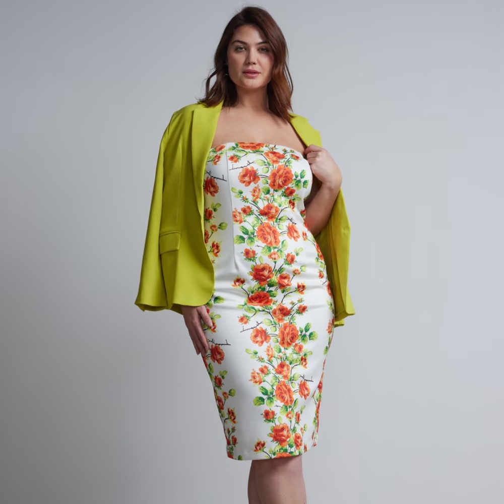 New York & company plus floral-print strapless sheath hanky dress size 2x - #29